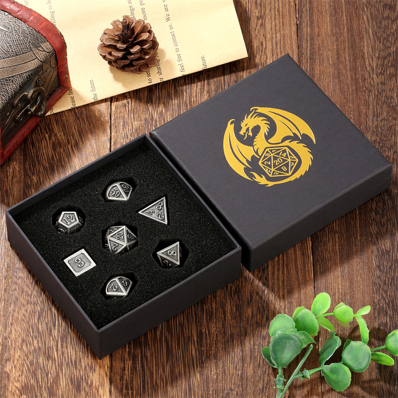 Board Game Roleplay - 7 pièces/ensemble dés polyédriques en métal